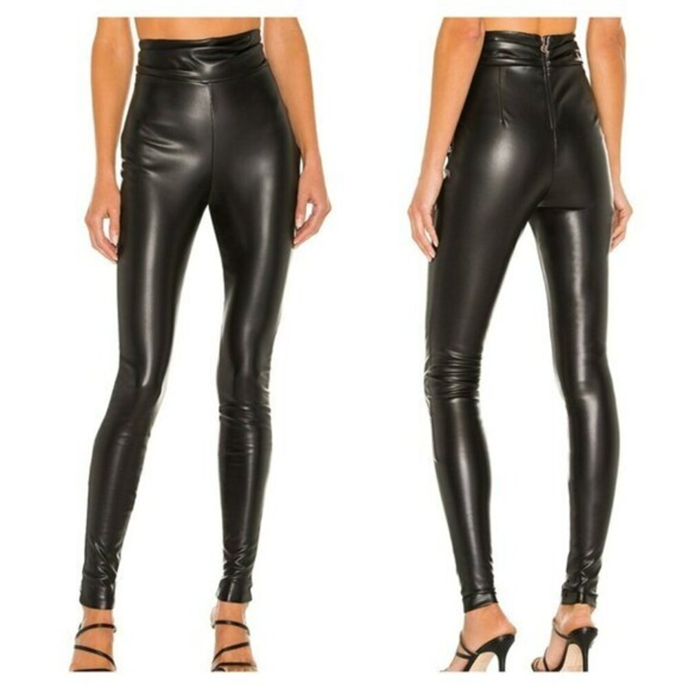 Nookie Viktoria Faux Leather Pants Matte Black